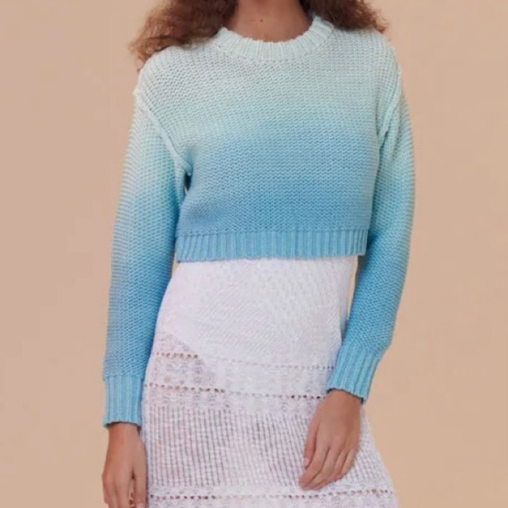 Rebecca Taylor Blue Ombré Cropped Sweater